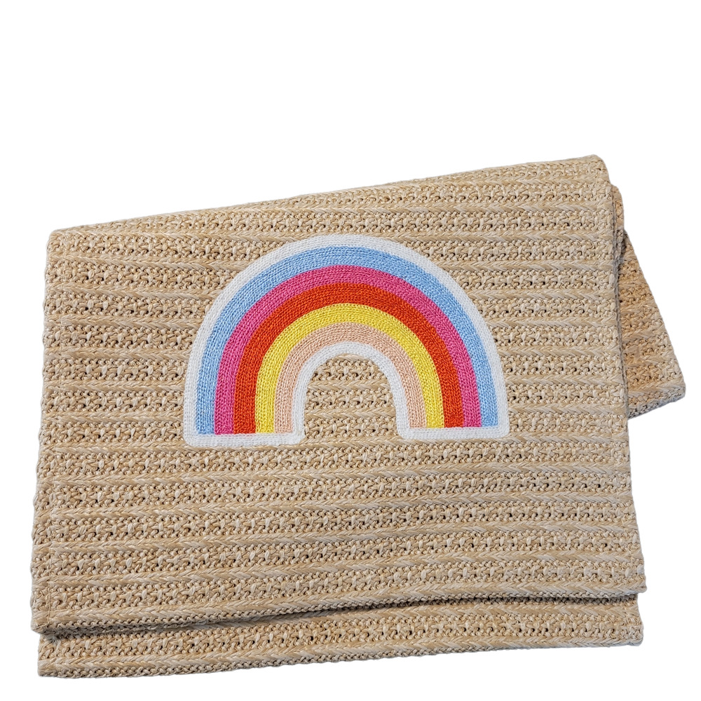 New boho woven rainbow table runner 72" long